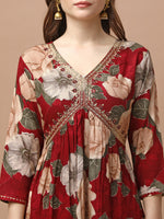 Thumbnail for Alia Cut Rayon Embroidered & Floral Printed Kurta With Pant & Dupatta Premium, Multicolor - Hiral Fashion - Distacart