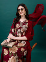 Thumbnail for Alia Cut Rayon Embroidered & Floral Printed Kurta With Pant & Dupatta, Multicolor - Hiral Fashion - Distacart