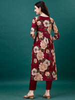 Thumbnail for Alia Cut Rayon Embroidered & Floral Printed Kurta With Pant & Dupatta, Multicolor - Hiral Fashion - Distacart