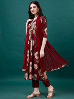 Thumbnail for Alia Cut Rayon Embroidered & Floral Printed Kurta With Pant & Dupatta, Multicolor - Hiral Fashion - Distacart