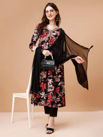 Thumbnail for Alia Cut Embroidered & Floral Printed Rayon Kurta With Pant & Dupatta, Multicolor - Hiral Fashion - Distacart