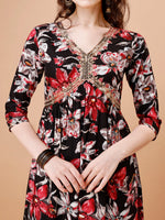 Thumbnail for Alia Cut Embroidered & Floral Printed Rayon Kurta With Pant & Dupatta, Multicolor - Hiral Fashion - Distacart