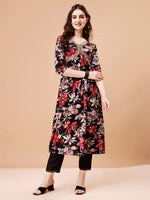 Thumbnail for Alia Cut Embroidered & Floral Printed Rayon Kurta With Pant & Dupatta, Multicolor - Hiral Fashion - Distacart