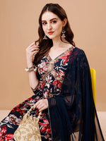Thumbnail for Alia Cut Embroidered & Floral Printed Rayon Kurta With Pant & Dupatta, Multicolor - Hiral Fashion - Dista