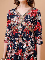 Thumbnail for Alia Cut Embroidered & Floral Printed Rayon Kurta With Pant & Dupatta, Multicolor - Hiral Fashion - Dista
