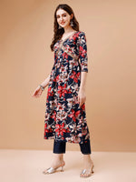 Thumbnail for Alia Cut Embroidered & Floral Printed Rayon Kurta With Pant & Dupatta, Multicolor - Hiral Fashion - Dista