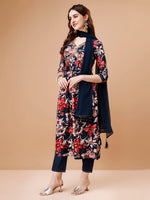 Thumbnail for Alia Cut Embroidered & Floral Printed Rayon Kurta With Pant & Dupatta, Multicolor - Hiral Fashion - Dista