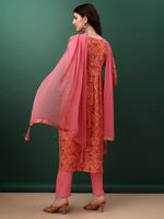 Thumbnail for Alia Cut Floral Printed & Embroidered Kurta With Pant & Dupatta Set, Pink - Hiral Fashion - Distacart