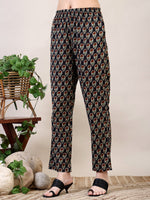 Thumbnail for Floral Printed Flared Kurta With Pant & Dupatta, Black - Hiral Fashion - Distacart