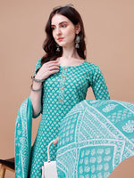 Thumbnail for Ethnic Motifs Printed Casual Wear Cotton Kurta With Pant & Dupatta, Multicolor - Hiral Fashion - Distacart