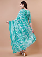 Thumbnail for Ethnic Motifs Printed Casual Wear Cotton Kurta With Pant & Dupatta, Multicolor - Hiral Fashion - Distacart
