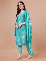 Thumbnail for Ethnic Motifs Printed Casual Wear Cotton Kurta With Pant & Dupatta, Multicolor - Hiral Fashion - Distacart