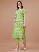 Thumbnail for Printed Cotton Kurta With Pant & Dupatta, Multicolor - Hiral Fashion - Distacart