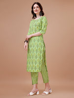 Thumbnail for Printed Cotton Kurta With Pant & Dupatta, Multicolor - Hiral Fashion - Distacart