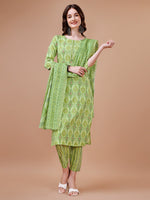Thumbnail for Printed Cotton Kurta With Pant & Dupatta, Multicolor - Hiral Fashion - Distacart