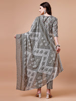 Thumbnail for Printed Cotton Kurta With Pant & Dupatta, Multicolor - Hiral Fashion - Distacart