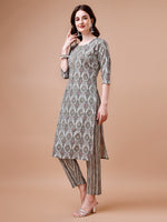 Thumbnail for Printed Cotton Kurta With Pant & Dupatta, Multicolor - Hiral Fashion - Distacart