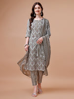 Thumbnail for Printed Cotton Kurta With Pant & Dupatta, Multicolor - Hiral Fashion - Distacart