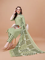 Thumbnail for Floral Printed Cotton Kurta With Pant & Dupatta, Multicolor - Hiral Fashion - Distacart