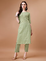 Thumbnail for Floral Printed Cotton Kurta With Pant & Dupatta, Multicolor - Hiral Fashion - Distacart