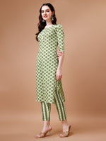 Thumbnail for Floral Printed Cotton Kurta With Pant & Dupatta, Multicolor - Hiral Fashion - Distacart