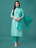 Thumbnail for Bandhani Printed Cotton Kurta With Pant & Dupatta, Multicolor - Hiral Fashion - Distacart