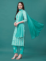 Thumbnail for Bandhani Printed Cotton Kurta With Pant & Dupatta, Multicolor - Hiral Fashion - Distacart