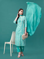 Thumbnail for Bandhani Printed Cotton Kurta With Pant & Dupatta, Multicolor - Hiral Fashion - Distacart