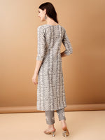 Thumbnail for Bandhani Printed Cotton Kurta With Pant & Dupatta, Grey - Hiral Fashion - Dista