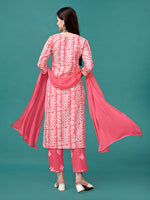 Thumbnail for Bandhani Printed Cotton Kurta With Pant & Dupatta, Multicolor - Hiral Fashion - Distacart