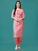 Thumbnail for Bandhani Printed Cotton Kurta With Pant & Dupatta, Multicolor - Hiral Fashion - Distacart
