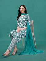 Thumbnail for Floral Printed Casual Wear Kurta With Pant & Dupatta, Multicolor - Hiral Fashion - Distacart