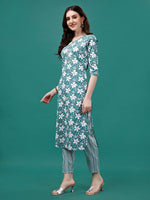 Thumbnail for Floral Printed Casual Wear Kurta With Pant & Dupatta, Multicolor - Hiral Fashion - Distacart