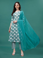 Thumbnail for Floral Printed Casual Wear Kurta With Pant & Dupatta, Multicolor - Hiral Fashion - Distacart