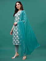 Thumbnail for Floral Printed Casual Wear Kurta With Pant & Dupatta, Multicolor - Hiral Fashion - Distacart