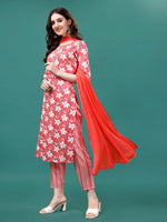 Thumbnail for Floral Printed Casual Wear Kurta With Pant & Dupatta, Multicolor - Hiral Fashion - Distacart