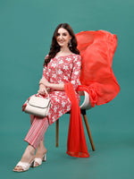 Thumbnail for Floral Printed Casual Wear Kurta With Pant & Dupatta, Multicolor - Hiral Fashion - Distacart