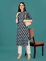 Thumbnail for Ethnic Motifs Printed Front Buttoned Rayon Kurta, Multicolor - Hiral Fashion - Distacart