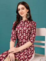 Thumbnail for Ethnic Motifs Printed Front Buttoned Rayon Kurta, Multicolor - Hiral Fashion - Distacart