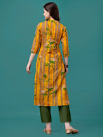 Thumbnail for Botanical & Stripes Printed Front Buttoned Cotton Kurta, Multicolor - Hiral Fashion - Distacart