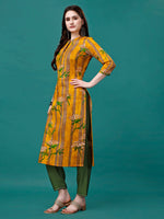 Thumbnail for Botanical & Stripes Printed Front Buttoned Cotton Kurta, Multicolor - Hiral Fashion - Distacart