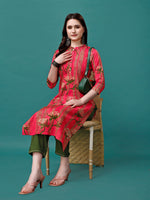 Thumbnail for Botanical & Stripes Printed Front Buttoned Cotton Kurta, Multicolor - Hiral Fashion - Dista