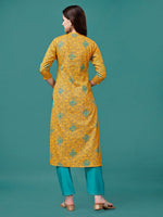 Thumbnail for Floral Printed Front Buttoned Cotton Kurta, Multicolor - Hiral Fashion - Distacart