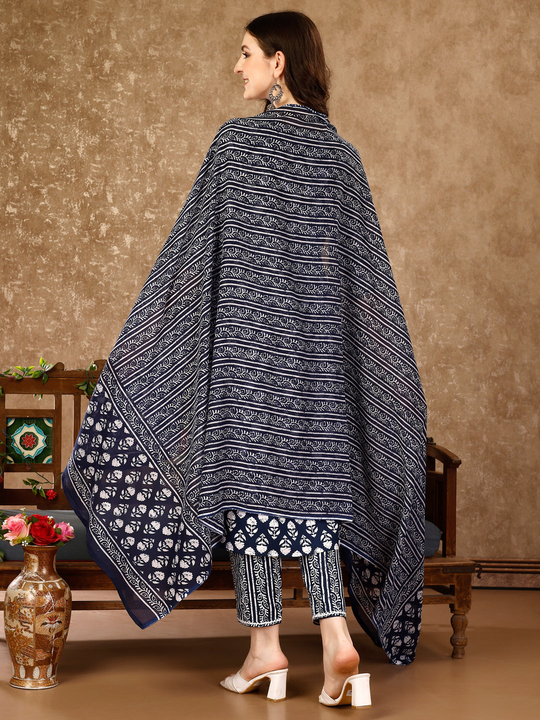 Nyra Cut Ethnic Motifs Printed Kurta With Pant & Dupatta, Multicolor - Hiral Fashion - Dista