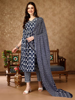 Thumbnail for Nyra Cut Ethnic Motifs Printed Kurta With Pant & Dupatta, Multicolor - Hiral Fashion - Dista