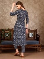 Thumbnail for Embroidered & Printed Casual Wear Kurta With Printed Pant & Dupatta, Multicolor - Hiral Fashion - Distacart