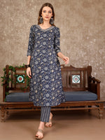 Thumbnail for Embroidered & Printed Casual Wear Kurta With Printed Pant & Dupatta, Multicolor - Hiral Fashion - Distacart