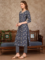 Thumbnail for Embroidered & Printed Casual Wear Kurta With Printed Pant & Dupatta, Multicolor - Hiral Fashion - Distacart