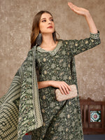 Thumbnail for Embroidered & Printed Casual Wear Kurta With Printed Pant & Dupatta, Multicolor - Hiral Fashion - Distacart