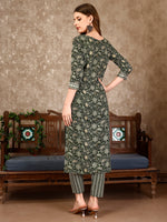 Thumbnail for Embroidered & Printed Casual Wear Kurta With Printed Pant & Dupatta, Multicolor - Hiral Fashion - Distacart